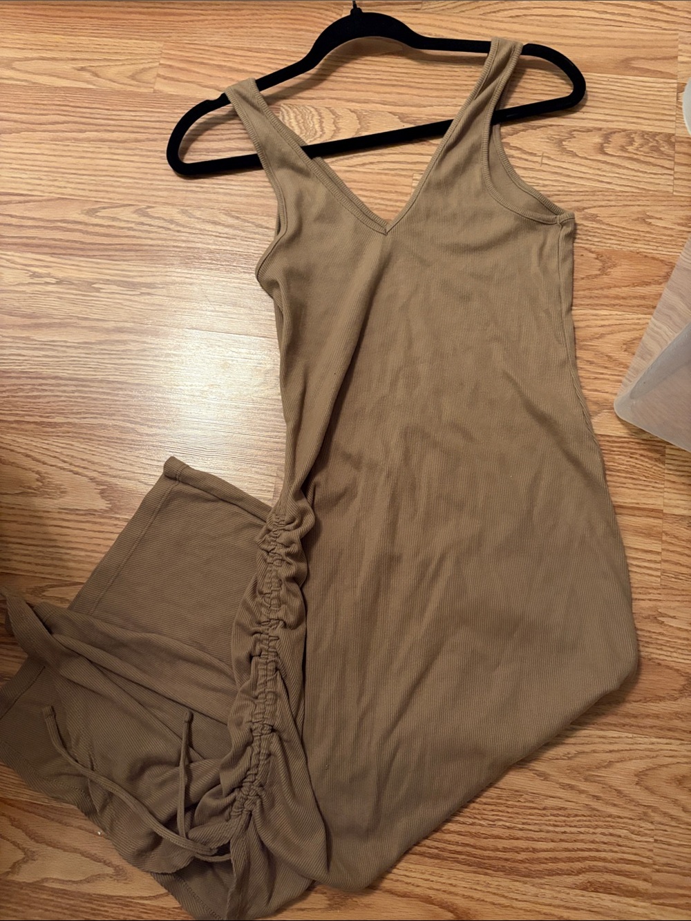 Women’s V-Neck Ruched Side Sleep Dress in Brown